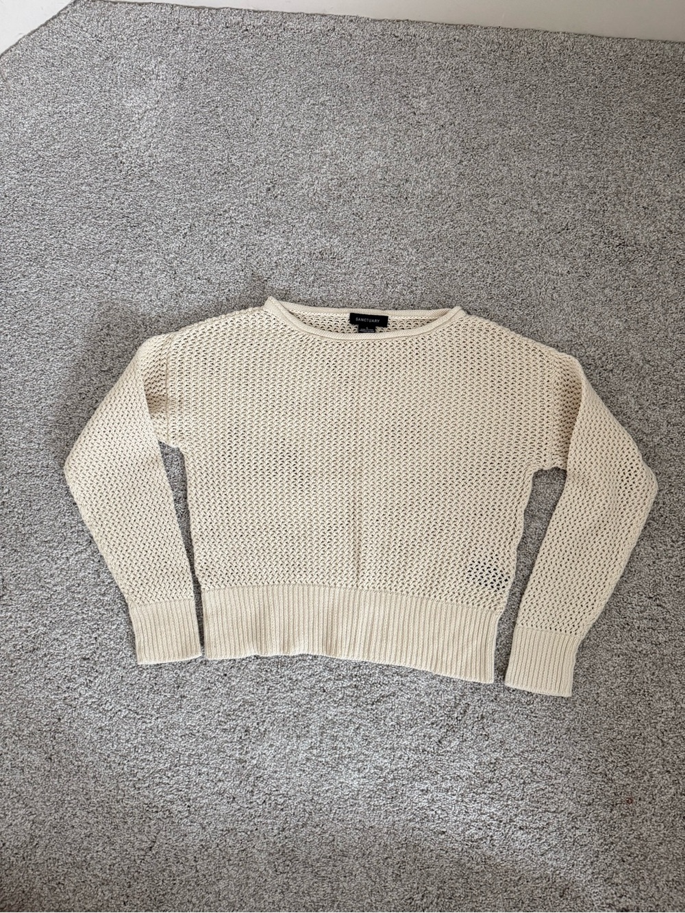 Evereve Open-Knit Crewneck Sweater in Cream - Picture 4 of 16